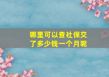 哪里可以查社保交了多少钱一个月呢