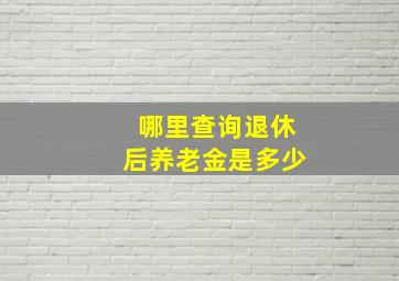 哪里查询退休后养老金是多少