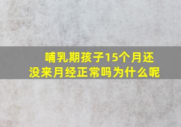 哺乳期孩子15个月还没来月经正常吗为什么呢