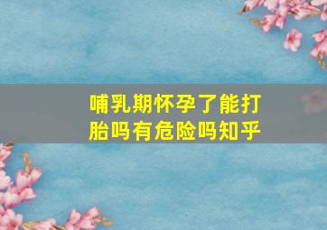 哺乳期怀孕了能打胎吗有危险吗知乎