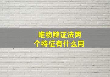 唯物辩证法两个特征有什么用