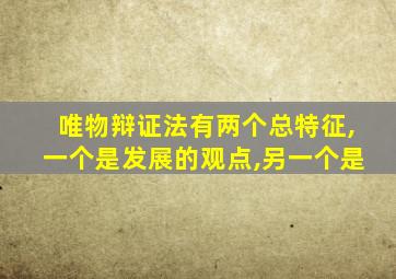 唯物辩证法有两个总特征,一个是发展的观点,另一个是