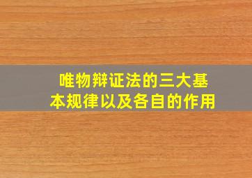 唯物辩证法的三大基本规律以及各自的作用