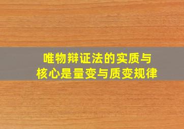 唯物辩证法的实质与核心是量变与质变规律