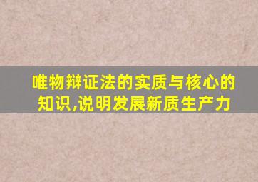 唯物辩证法的实质与核心的知识,说明发展新质生产力