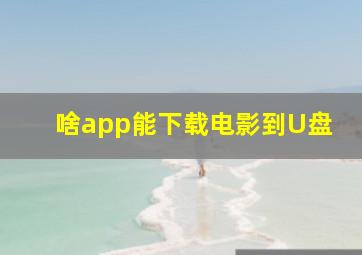 啥app能下载电影到U盘