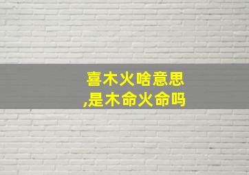 喜木火啥意思,是木命火命吗