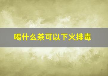 喝什么茶可以下火排毒