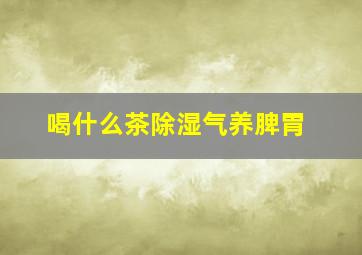 喝什么茶除湿气养脾胃