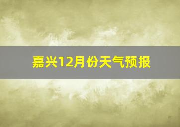 嘉兴12月份天气预报