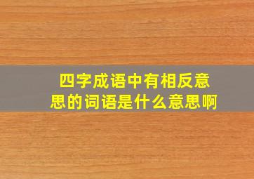 四字成语中有相反意思的词语是什么意思啊