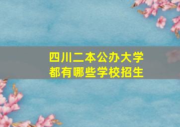 四川二本公办大学都有哪些学校招生