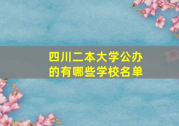 四川二本大学公办的有哪些学校名单