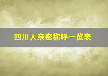 四川人亲密称呼一览表