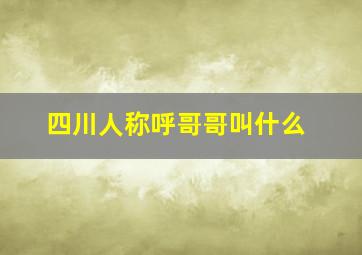 四川人称呼哥哥叫什么