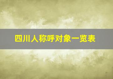 四川人称呼对象一览表