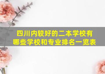 四川内较好的二本学校有哪些学校和专业排名一览表