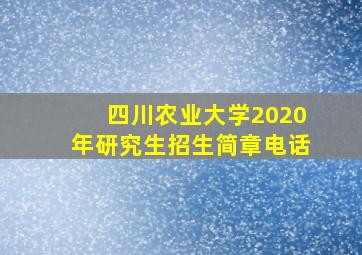 四川农业大学2020年研究生招生简章电话