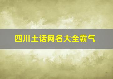 四川土话网名大全霸气