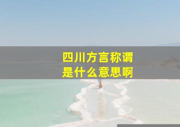 四川方言称谓是什么意思啊