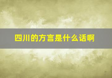 四川的方言是什么话啊