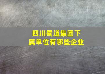 四川蜀道集团下属单位有哪些企业