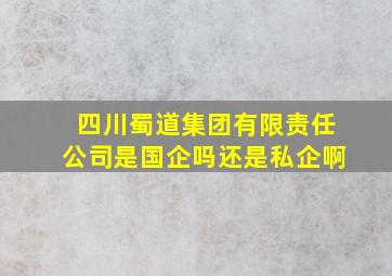 四川蜀道集团有限责任公司是国企吗还是私企啊