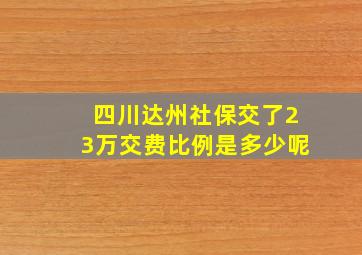 四川达州社保交了23万交费比例是多少呢