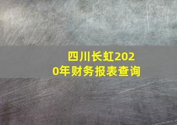 四川长虹2020年财务报表查询