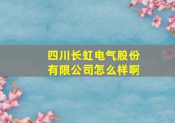 四川长虹电气股份有限公司怎么样啊