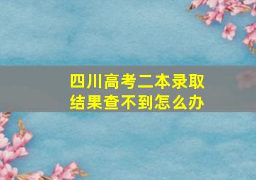 四川高考二本录取结果查不到怎么办