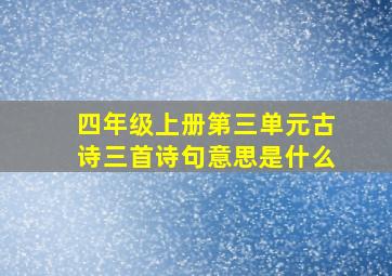 四年级上册第三单元古诗三首诗句意思是什么