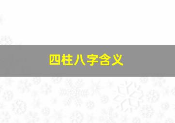 四柱八字含义