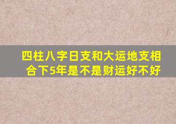 四柱八字日支和大运地支相合下5年是不是财运好不好