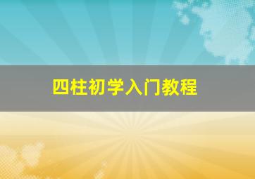 四柱初学入门教程