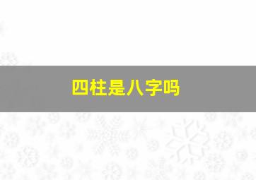 四柱是八字吗