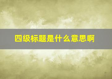 四级标题是什么意思啊