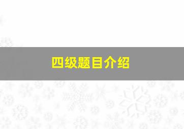 四级题目介绍