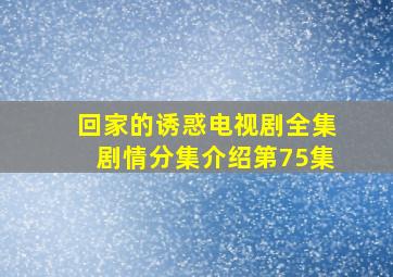 回家的诱惑电视剧全集剧情分集介绍第75集