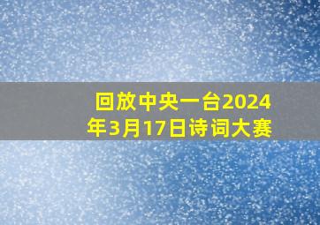 回放中央一台2024年3月17日诗词大赛