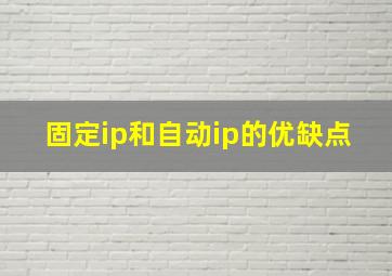 固定ip和自动ip的优缺点