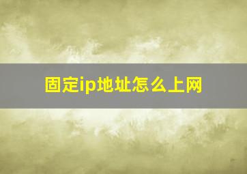 固定ip地址怎么上网