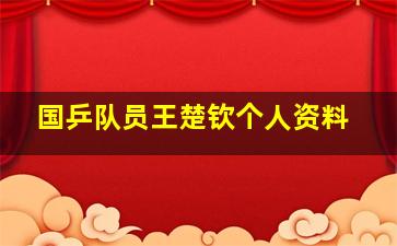 国乒队员王楚钦个人资料