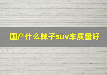 国产什么牌子suv车质量好