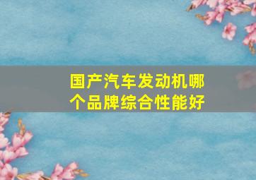 国产汽车发动机哪个品牌综合性能好