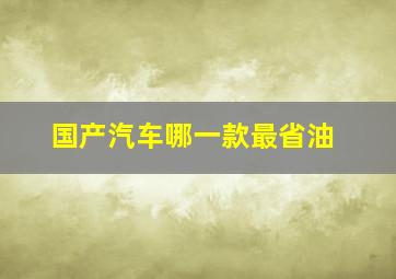 国产汽车哪一款最省油