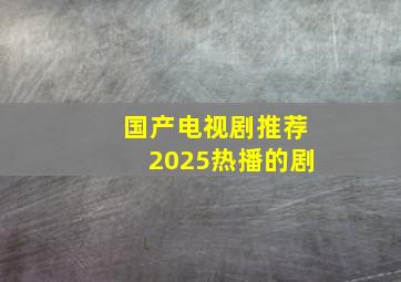 国产电视剧推荐2025热播的剧