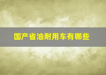 国产省油耐用车有哪些