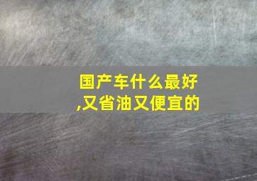 国产车什么最好,又省油又便宜的