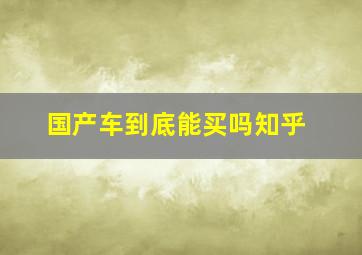 国产车到底能买吗知乎